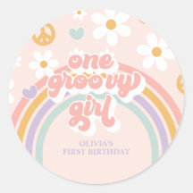 Retro One Groovy Girl Rainbow 1ST Geburtstag