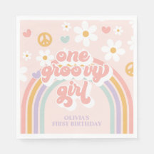 Retro One Groovy Girl Rainbow 1ST Geburtstag