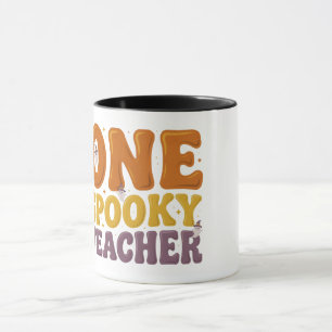 Retro One Gruseliger Lehrer Groovy Halloween-Tasse Tasse