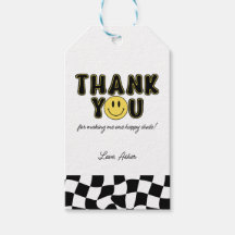 Retro One Happy Dude First Birthday Thank You Tag