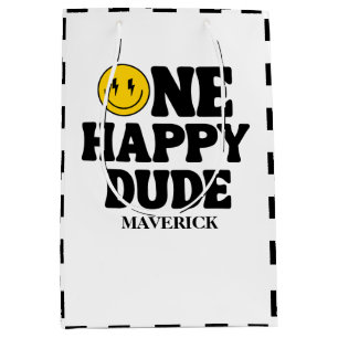 Retro One Happy Dude Lächeln Gesicht Junge 1. Gebu Mittlere Geschenktüte