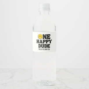 Retro One Happy Dude Lächeln Gesicht Junge 1. Gebu Wasserflaschenetikett