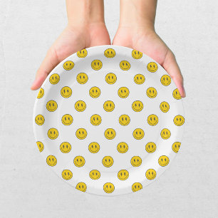 Retro One Happy Dude Smile-Gesicht Junge 1. Geburt Pappteller