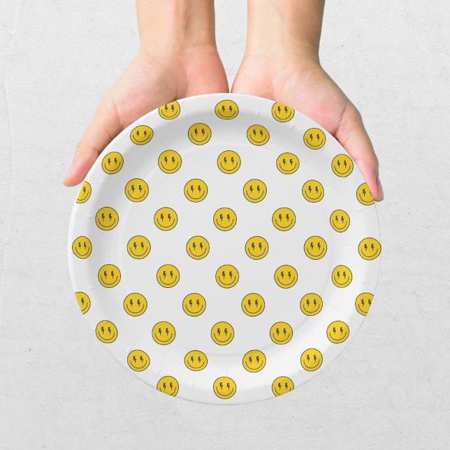 Retro One Happy Dude Smile-Gesicht Junge 1. Geburt Pappteller (Von Creator hochgeladen)