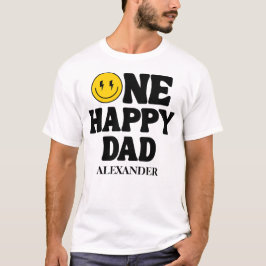Retro One Happy Smile Face Dad Birthday T-Shirt