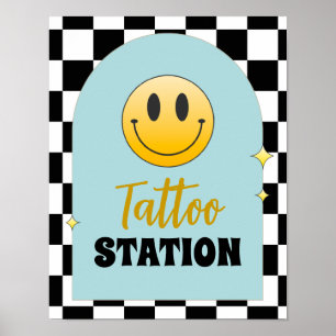 Retro One Happy Typ Geburtstag Tattoo Station Zeic Poster