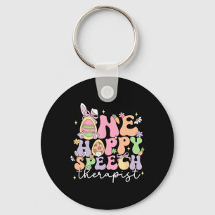 Retro One Hoppy Speech Therapist Slp Bunny Happy E Schlüsselanhänger