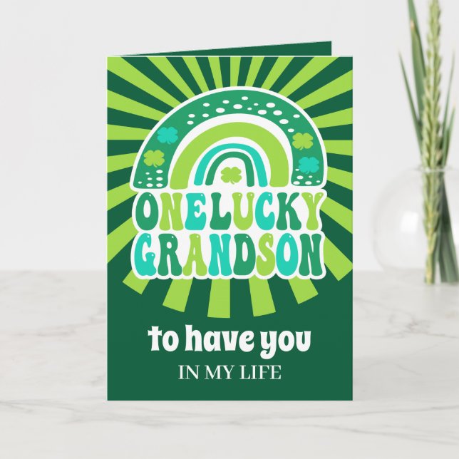 Retro One Lucky Grandson St. Patrick's Day Card Karte (Vorderseite)