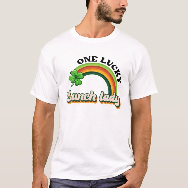 Retro One Lucky Lunch Lady St Patrick's Day Shamro T-Shirt (Vorderseite)