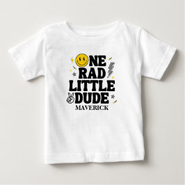 Retro One Rad Little Dude Smile Boy 1st Birthday  Baby T-shirt