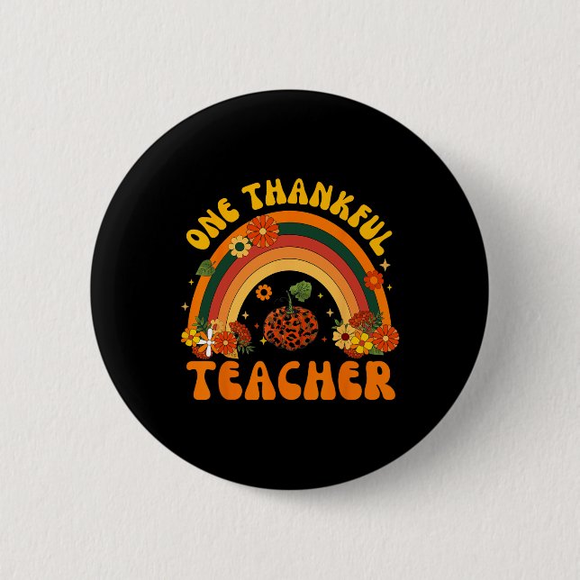 Retro One Thanker Teacher Erntedank Fall Mens Button (Vorderseite)