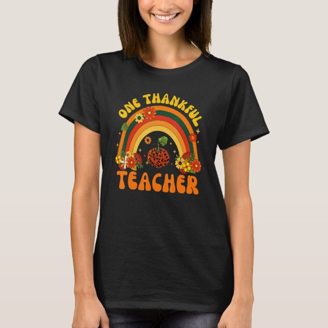 Retro One Thankful Teacher Thanksgiving Fall Mens  T-Shirt (Vorderseite)