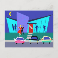 Retro Open House Party Postkarte
