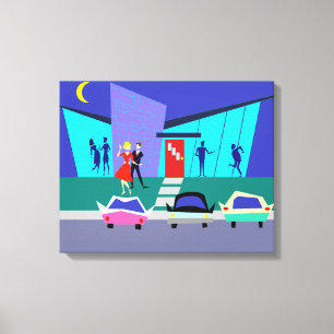 Retro Open House Party Stretched Canvas Print Leinwanddruck