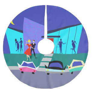 Retro Open House Party Weihnachtsbaumrock Polyester Weihnachtsbaumdecke