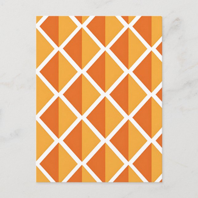 Retro-Orang Diamant Harlekin-Muster Postkarte (Vorderseite)