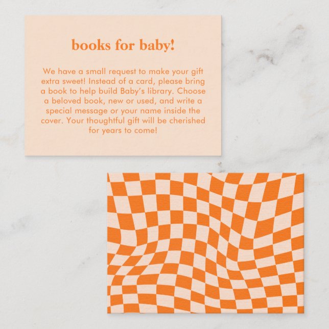 Retro Orange Abstract Check Custom Books for Baby Begleitkarte (Vorne/Hinten)