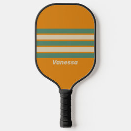 Retro Orange Access Striping mit Name Pickleball Schläger