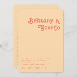 Retro Orange alle in einem abgerundeten Kanten Hoc Einladung