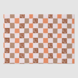 Retro orange and brown Turkey Checkered Seidenpapier