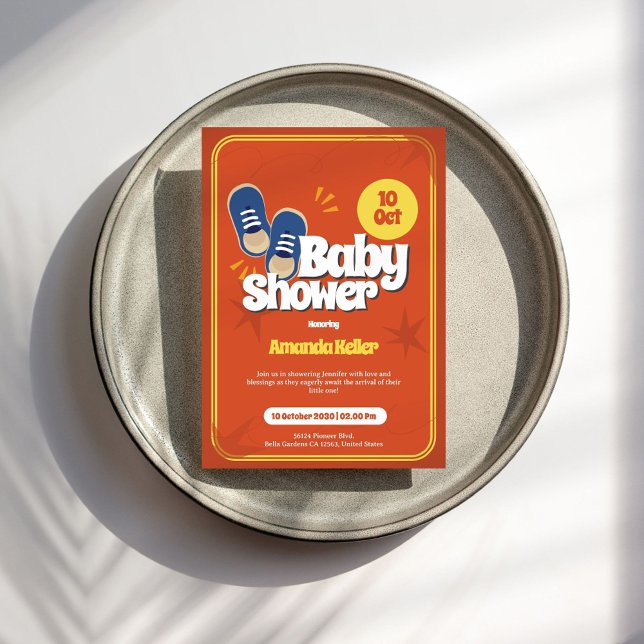 Retro Orange Baby Dusche Einladung (Von Creator hochgeladen)