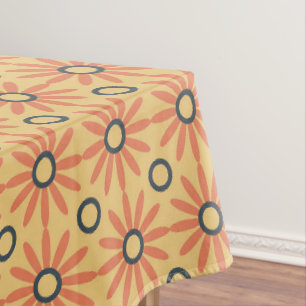 Retro Orange & Black Niedliches Abstraktes Blumenm Tischdecke