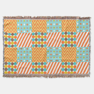 Retro orange blaues Senf-Gelb-Patchwork-Muster Decke