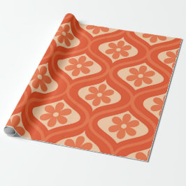 Retro Orange Blume Pattern auf der Mitte des Jahrh Geschenkpapier
