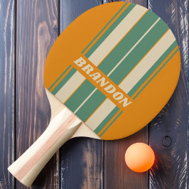 Retro Orange Board Streifen mit Namen Tischtennis Schläger
