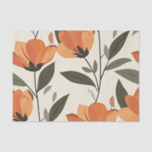 Retro Orange Botanisch Bold 70er Jahre Vintage Flo