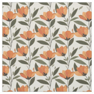 Retro Orange Botanisch Bold 70er Jahre Vintage Flo Stoff