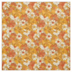 Retro Orange Botanisch Bold 70er Jahre Vintage Flo Stoff