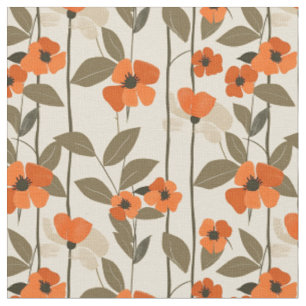 Retro Orange Botanisch Bold 70er Jahre Vintage Flo Stoff