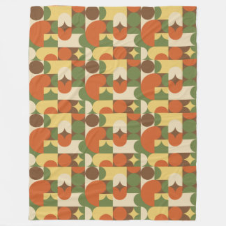 Retro orange braun grün gelb geometrische Formen Fleecedecke