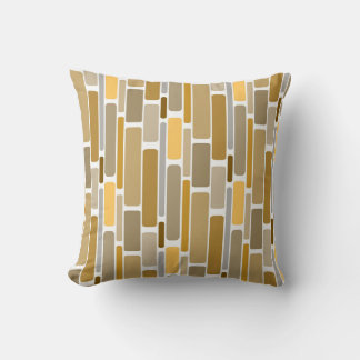Retro Orange Braun und Gold Blöcke Kissen