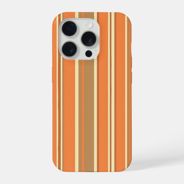 Retro Orange Brauner Streifen Mid-Century Modern  iPhone Hülle (Rückseite)