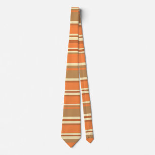 Retro Orange Brauner Streifen Mid-Century Modern Krawatte