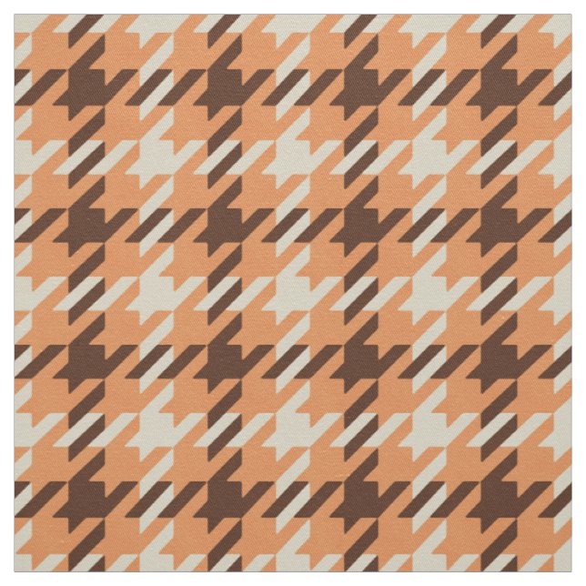 Retro orange-braunes Houndstooth-Karomuster Stoff (Muster)