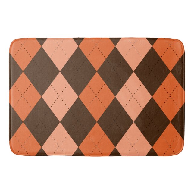Retro Orange & Brown Raute Herbst Badematte (Vorderseite)