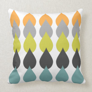 Retro orange Chartreuse gelbes Aqua Kissen