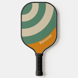 Retro Orange Circle Strip mit Name Pickleball Schläger