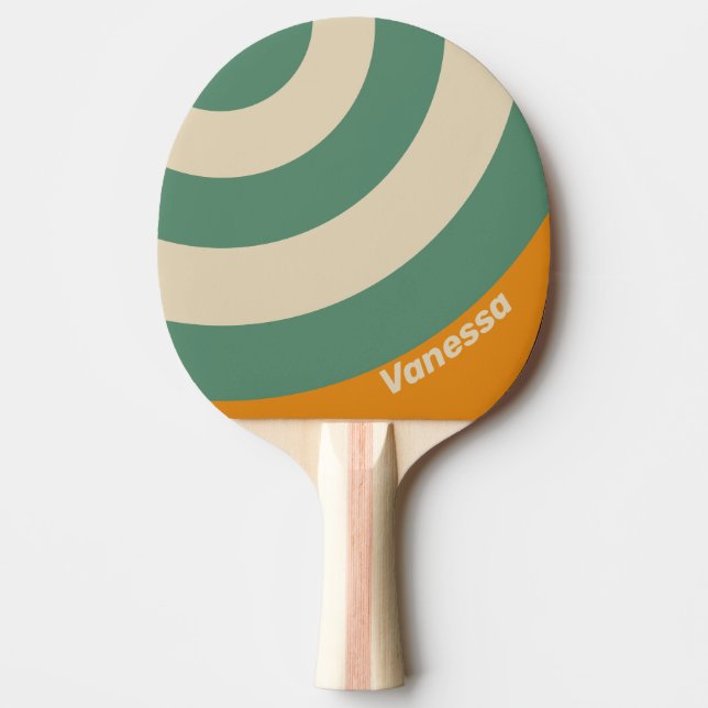 Retro Orange Circle Stripe with Name Tischtennis Schläger (Vorderseite)