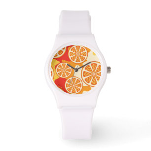 Retro Orange Citrus Muster Armbanduhr