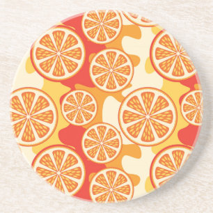 Retro Orange Citrus Muster Getränkeuntersetzer