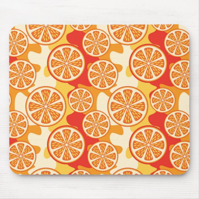 Retro Orange Citrus Muster Mousepad (Vorne)