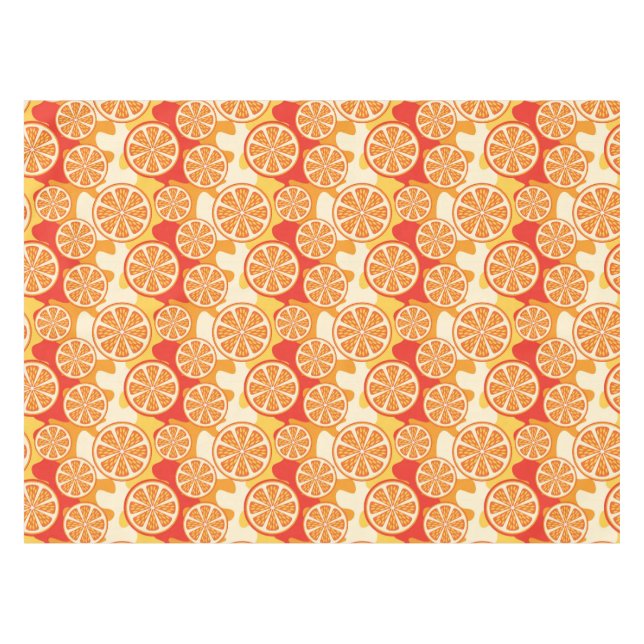 Retro Orange Citrus Muster Tischdecke (Vorderseite (Horizontal))