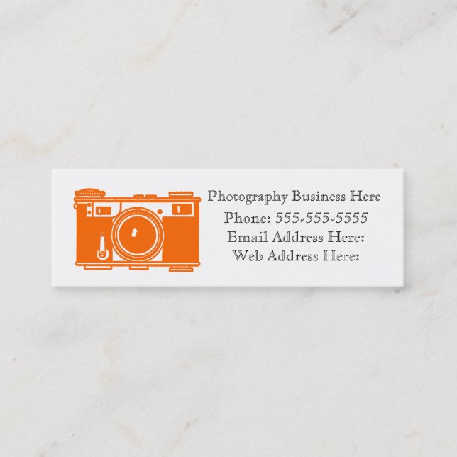 Retro Orange Color Film Camera Business Card Mini Visitenkarte (Vorderseite)