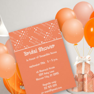 Retro Orange Coral Vintag MCM Mitte des Jahrhunder Einladung