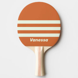 Retro Orange Drei Quer Streifen mit Namen Tischtennis Schläger