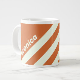 Retro Orange Drei Streifen mit Namen Jumbo-Tasse